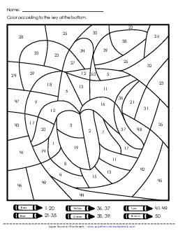 Color-by-Number: Apple or Banana (Numbers to 50) Color By Number Worksheet