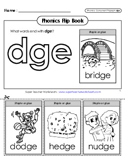 Phonics Flip Book (-dge) Free Phonics Trigraphs Worksheet