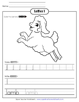 L is for Lamb Easter Worksheet