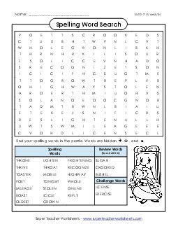 Word Search (D-7) Spelling D Worksheet