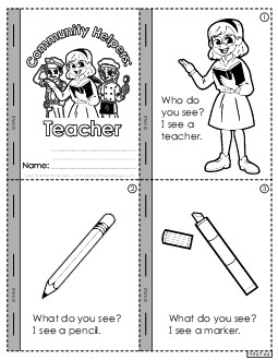 Mini-Book: Teacher Community Helpers Worksheet