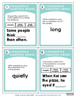 Task Cards: Mixed (Comparative & Superlative Adverbs) Worksheet