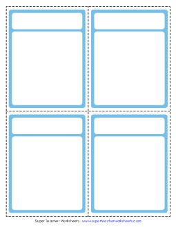 Cards (4 Per Page) Free Templates Worksheet