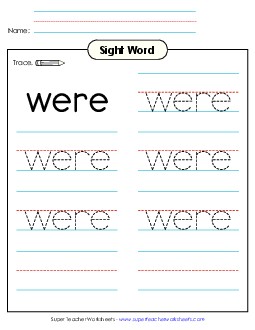 Trace the Word: Were Sight Words Individual Worksheet