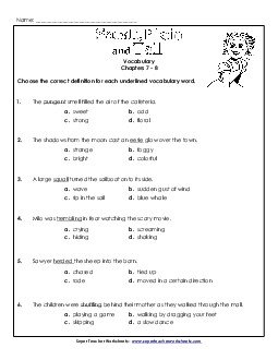 Vocabulary for Chapters 7-8 Book Sarah Plain And Tall Worksheet