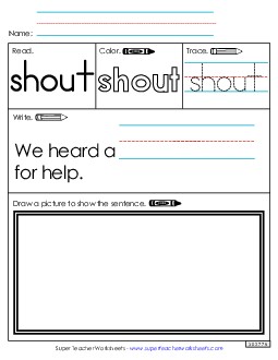 Worksheet 3: Shout Sight Words Individual Worksheet