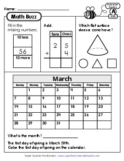 Math Buzz: Week 23 Worksheets 111 through 115 Daily Math Review Worksheet