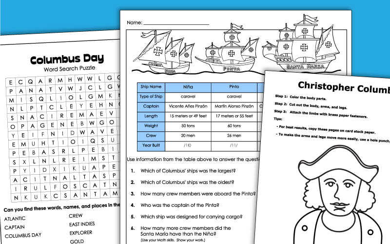 Columbus Day Worksheets