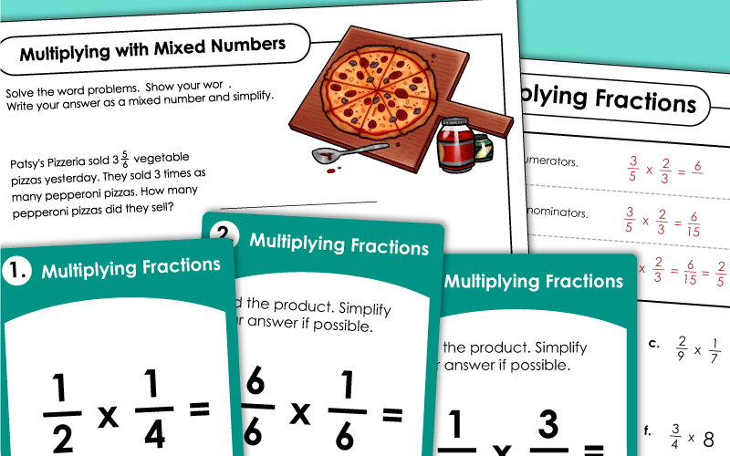 Multiplying Fractions Worksheets