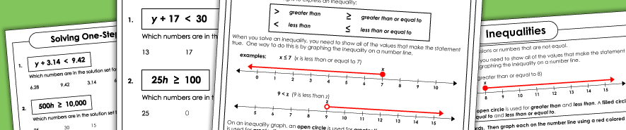 Inequalities Worksheets