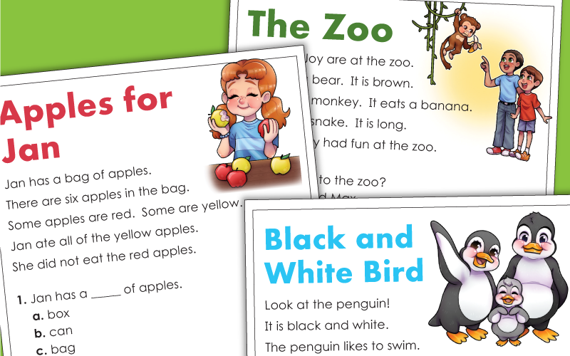 Kindergarten Reading Comprehension Worksheets