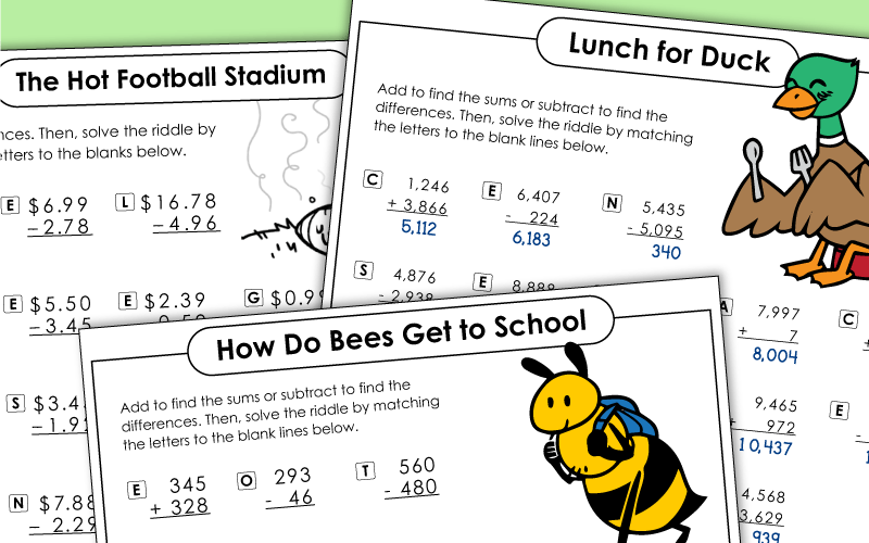 Math Riddle Worksheets