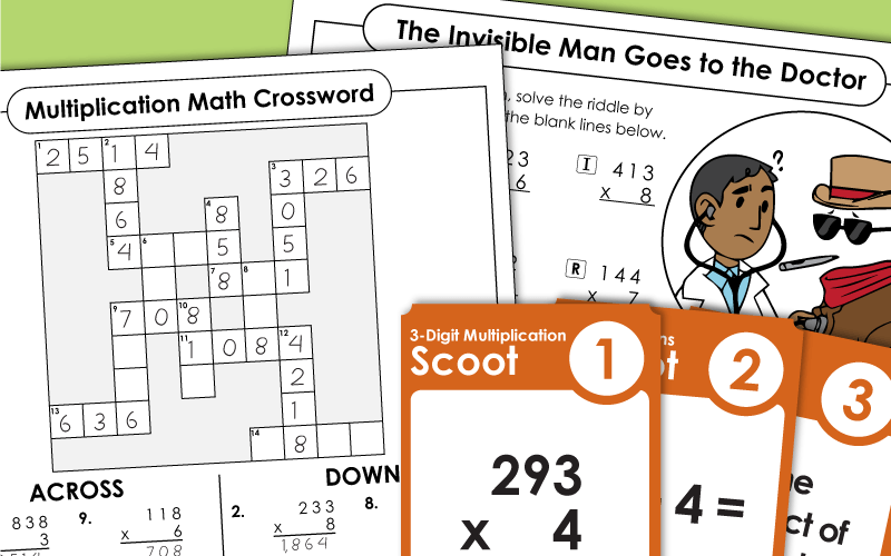 Worksheets: Multiplication 3-Digit x 1-Digit