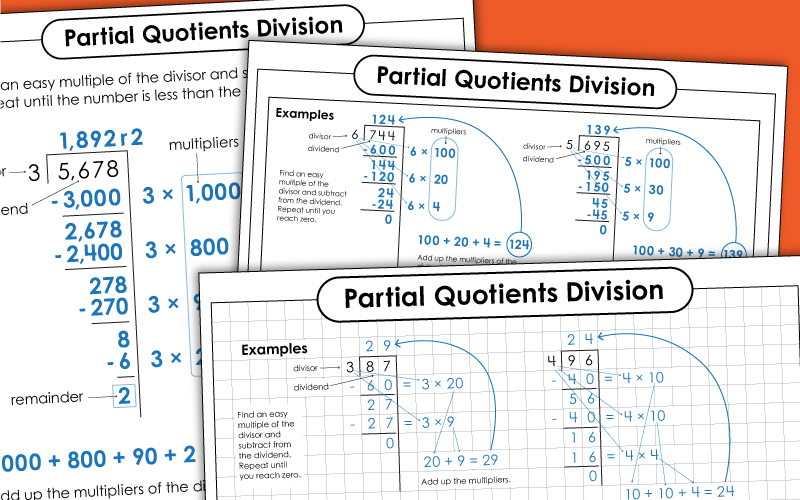 Partial Quotients Worksheets