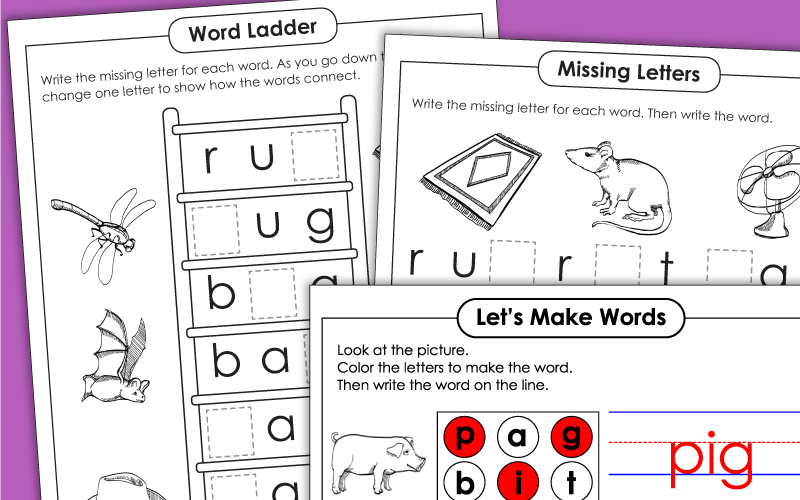 Phonics Worksheets: CVC Words