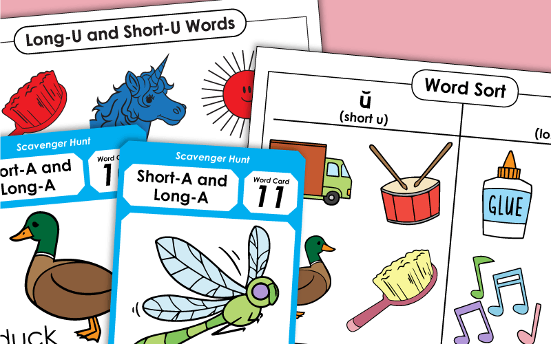 Phonics Worksheets: Long U and Short U