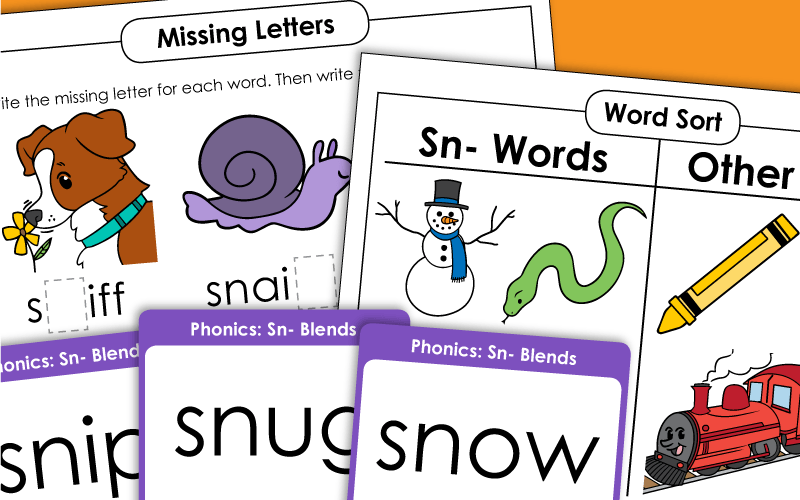 Consonant Blend: SN - Worksheets