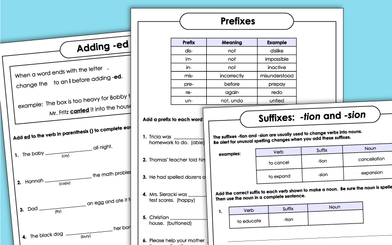 Prefixes and Suffixes Worksheets