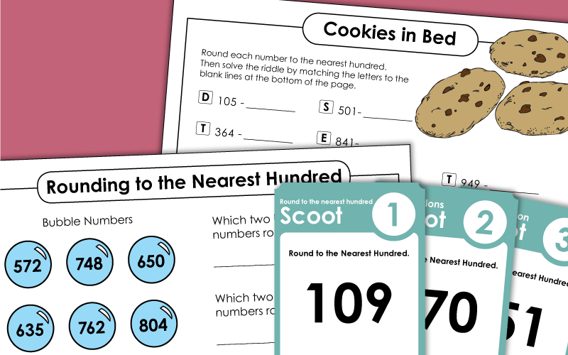 Rounding Nearest Hundred - Worksheets