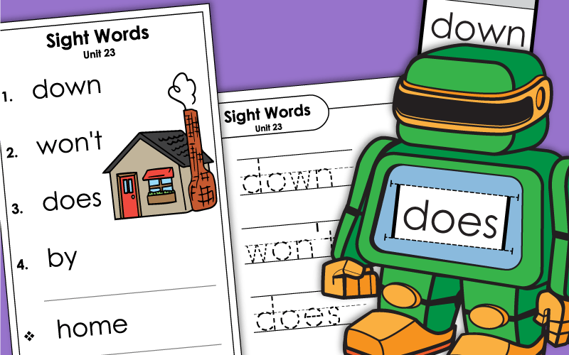 Sight Words Worksheets - Unit 23