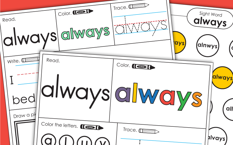 Sight Word Worksheets: Always