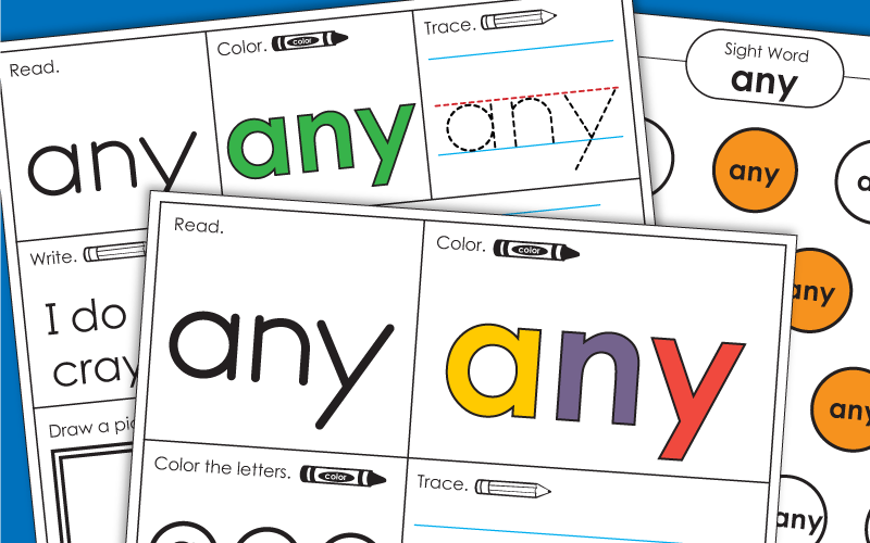 Sight Word Worksheets: Any