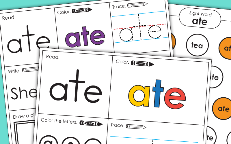 Sight Word Worksheets: Ate