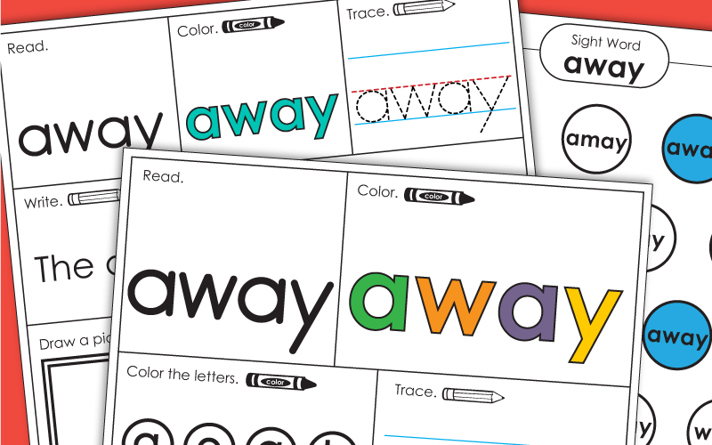 Sight Word Worksheets: Away