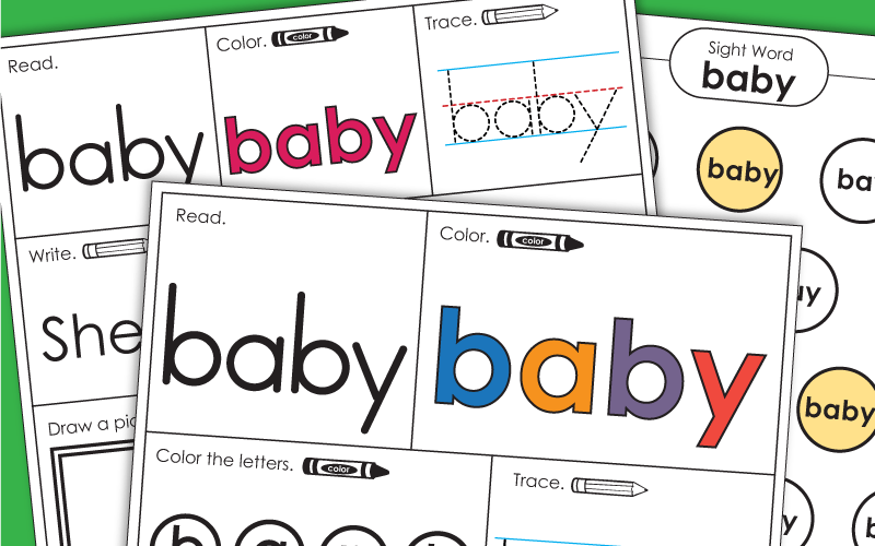 Sight Word Worksheets: Baby