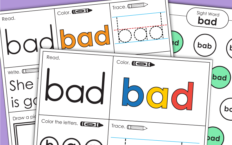 Sight Word Worksheets: Bad