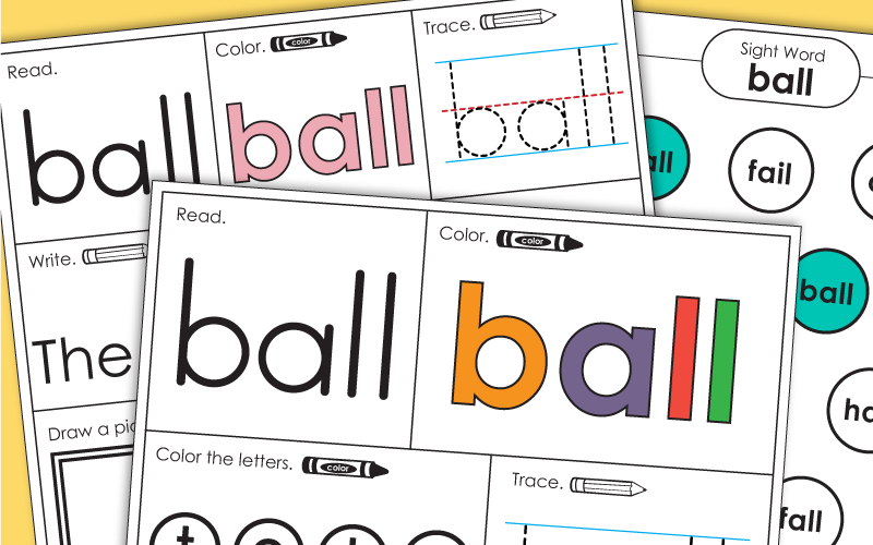 Sight Word Worksheets: Ball