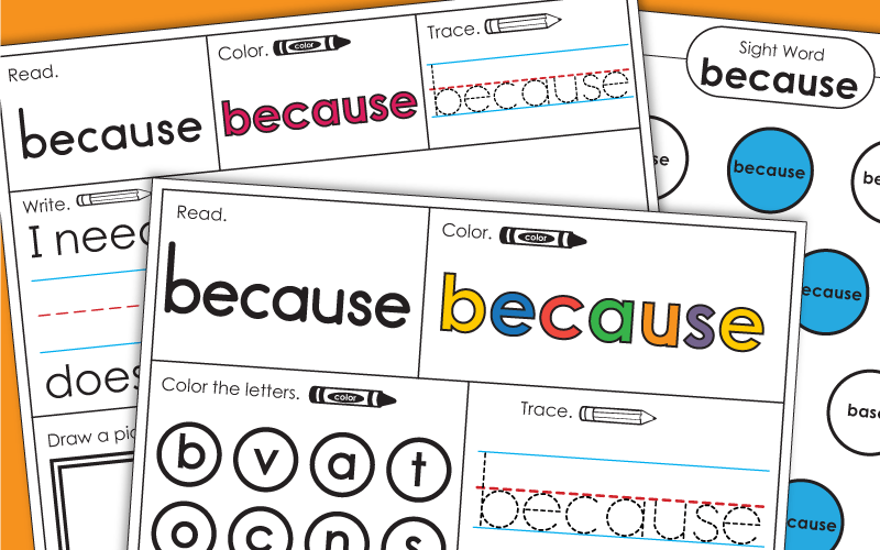 Sight Word Worksheets: Because