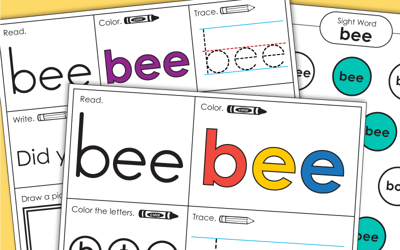 Sight Word Worksheets: Bee