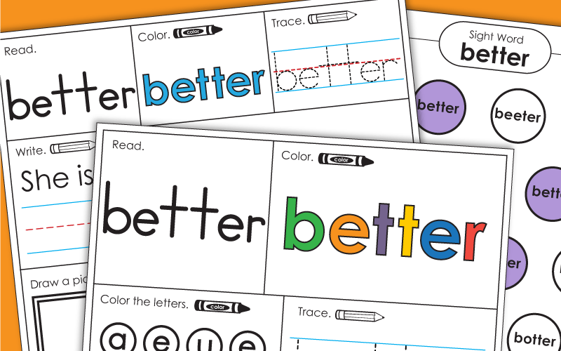 Sight Word Worksheets: Better