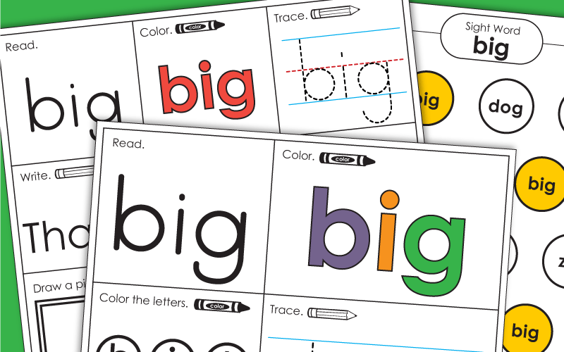 Sight Word Worksheets: Big