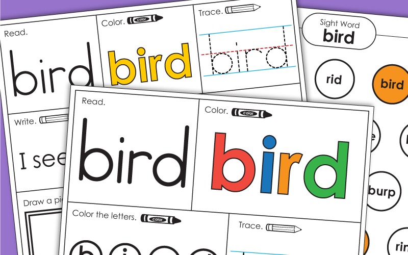 Sight Word Worksheets: Bird