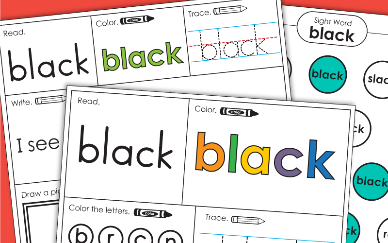 Sight Word Worksheets: Black