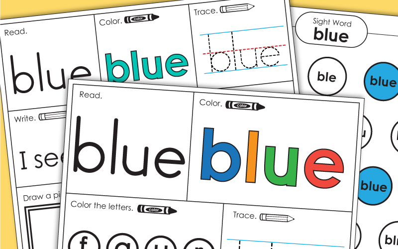 Sight Word Worksheets: Blue