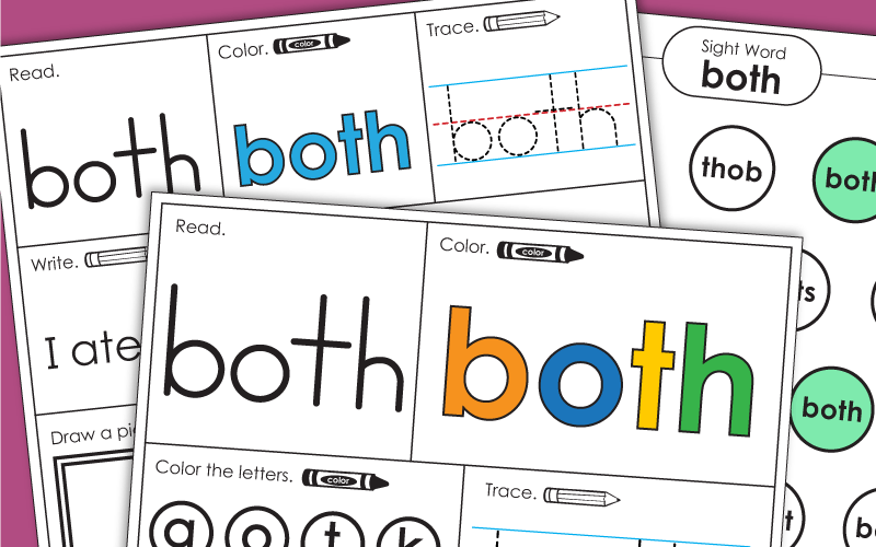 Sight Word Worksheets: Both