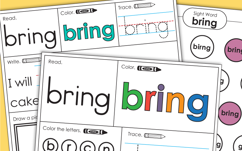 Sight Word Worksheets: Bring