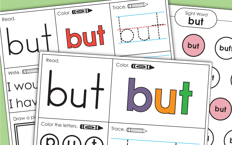 Sight Word Worksheets: But