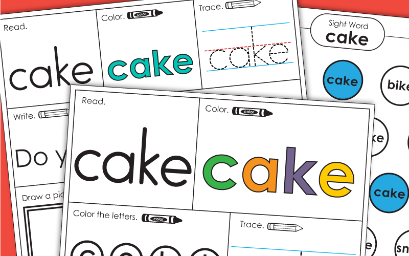 Sight Word Worksheets: Cake