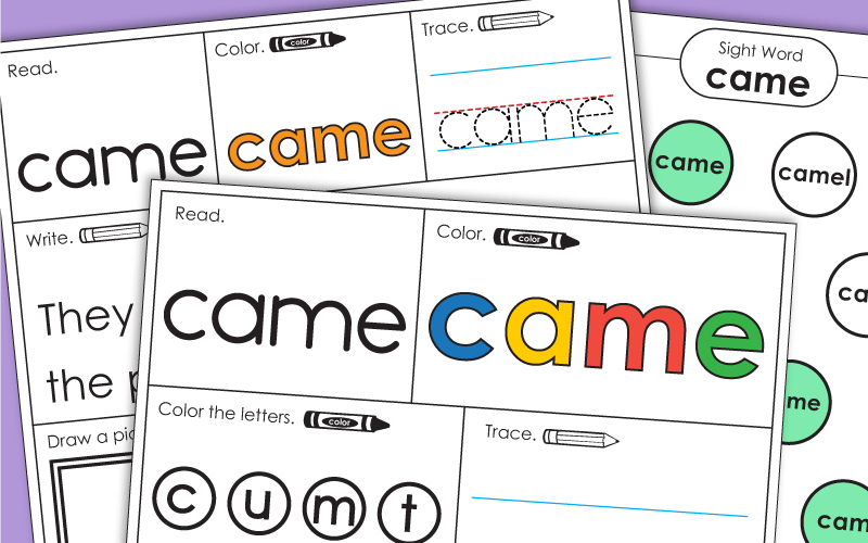 Sight Word Worksheets: Came