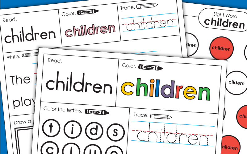 Sight Word Worksheets: Children