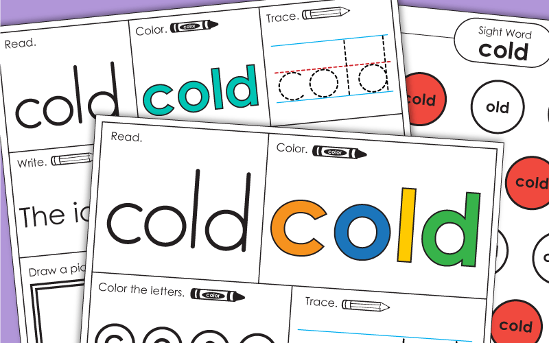 Sight Word Worksheets: Cold