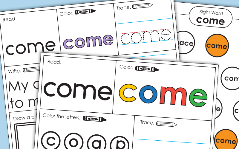 Sight Word Worksheets: Come