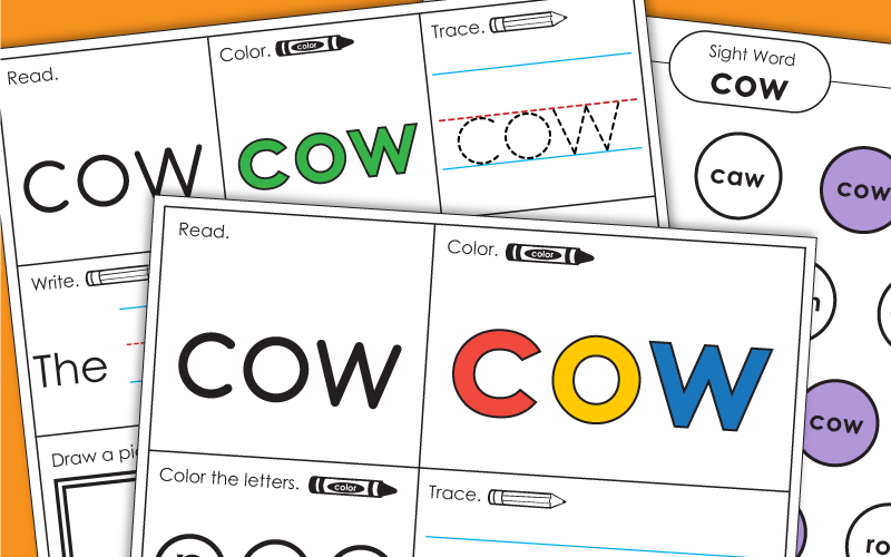 Sight Word Worksheets: Cow