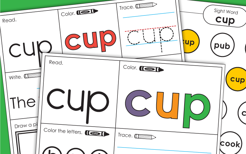 Sight Word Worksheets: Cup