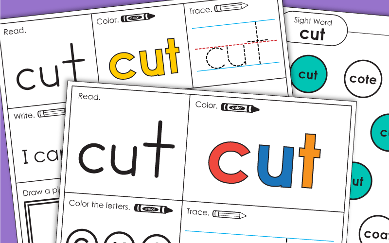 Sight Word Worksheets: Cut