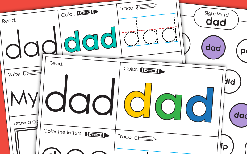 Sight Word Worksheets: Dad